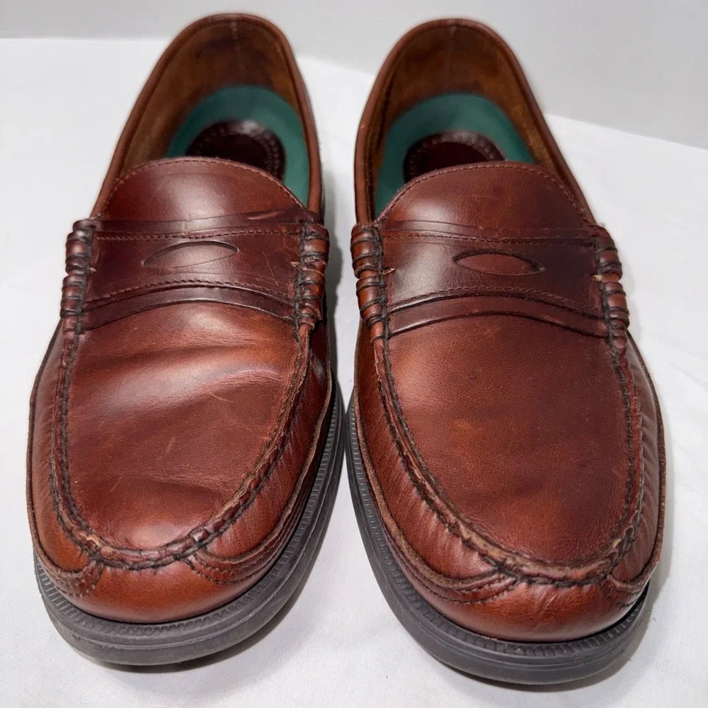 New Vintage Sebago Broadway Loafers Leather Shoes Brown Men's Size 13D USA Made